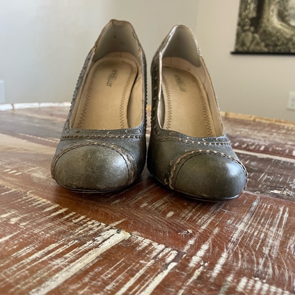 DARK GREEN VINTAGE LEATHER SEYCHELLES HEELS SIZE 8 - Picture 3 of 7